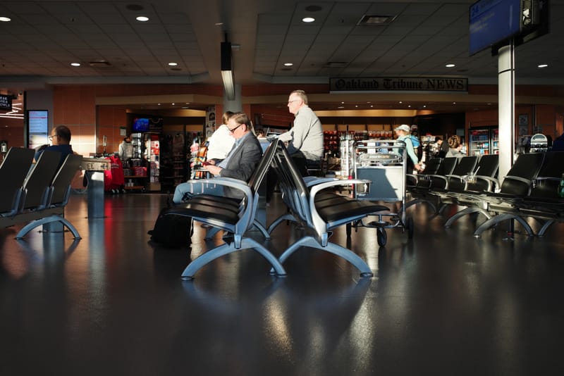 Terminal solitude, waiting in blue light